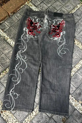 Street Style Wide Leg Denim Pants