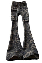 Camouflage Flared Cargo Pocket Pants