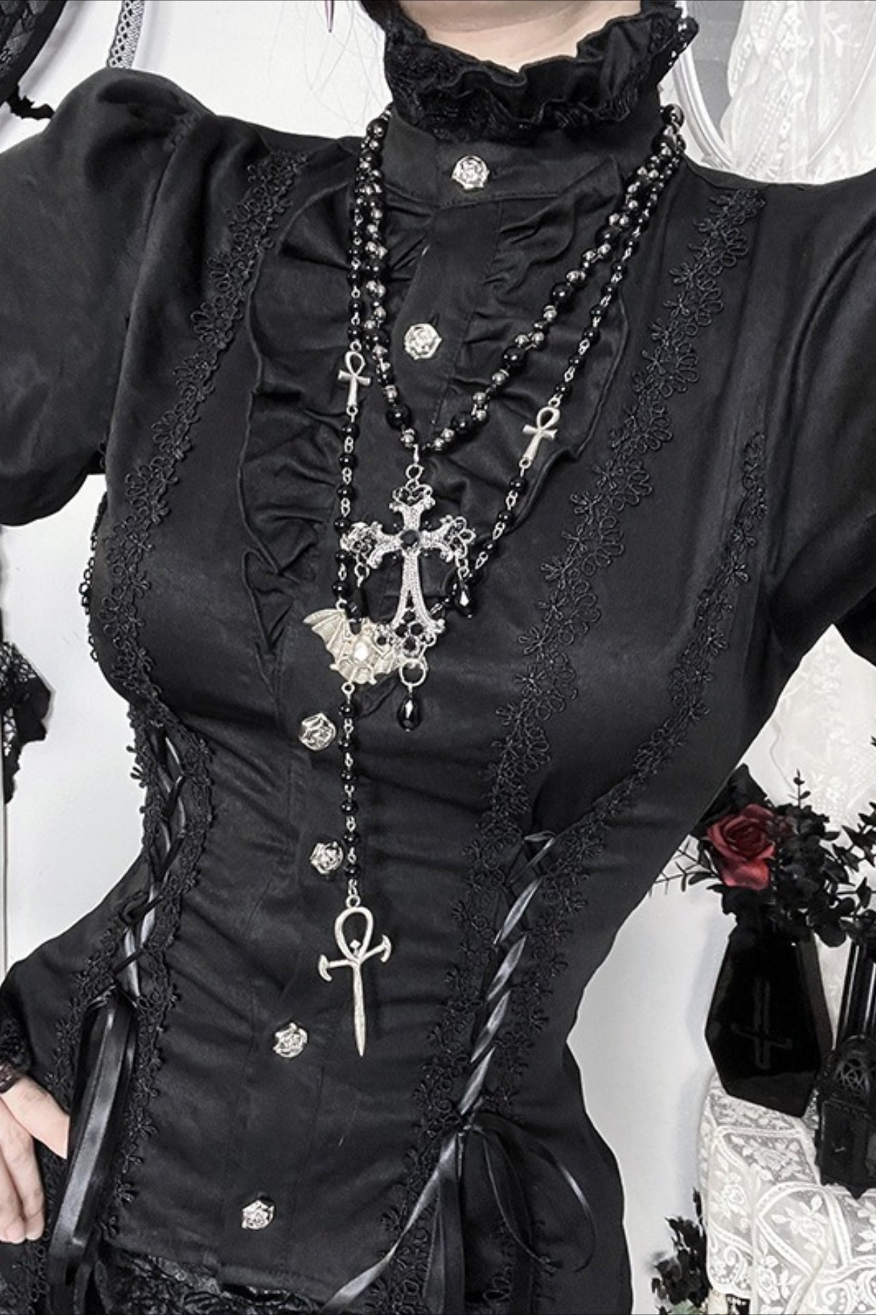 Versatile Dark Lolita Flare Sleeve Blouse Secondary image