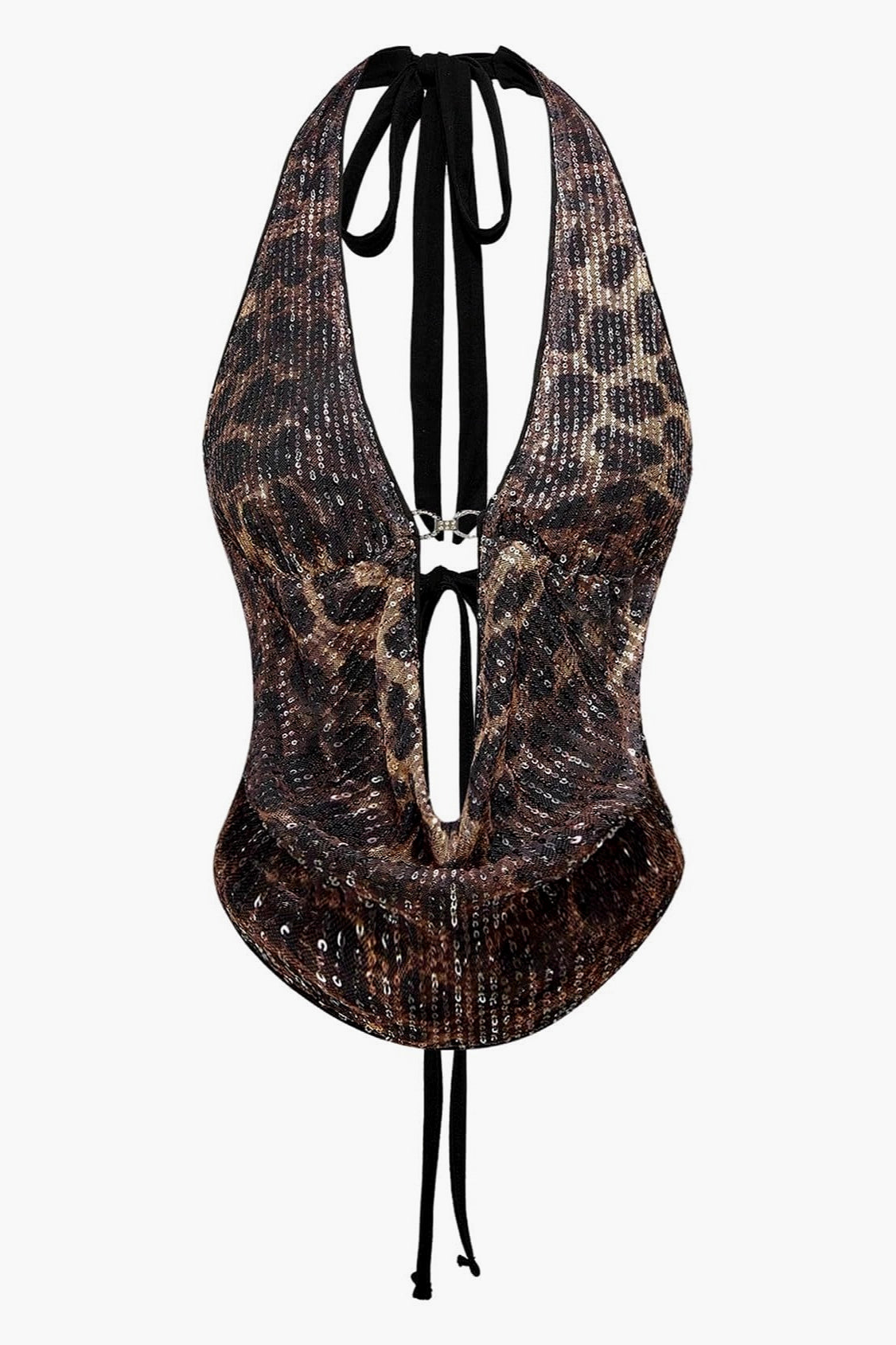 Vintage Leopard Sequin Halter Top
