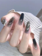 Black Gradient Glitter Press On Nails