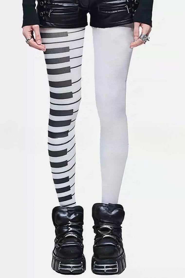 Street Style Piano Print Tights Main image