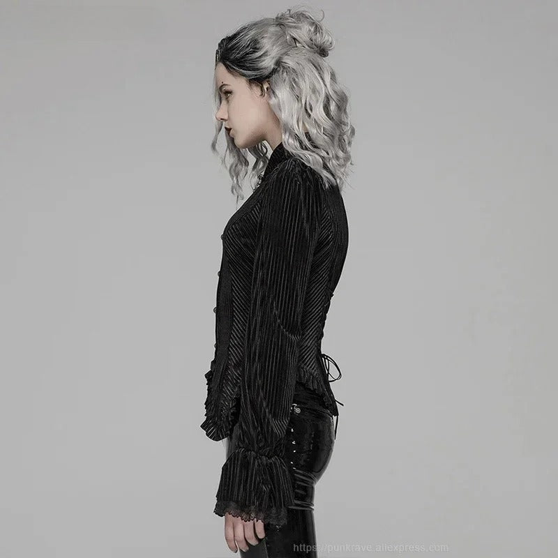 Elastic Velvet Gothic Long Sleeve Blouse Secondary image