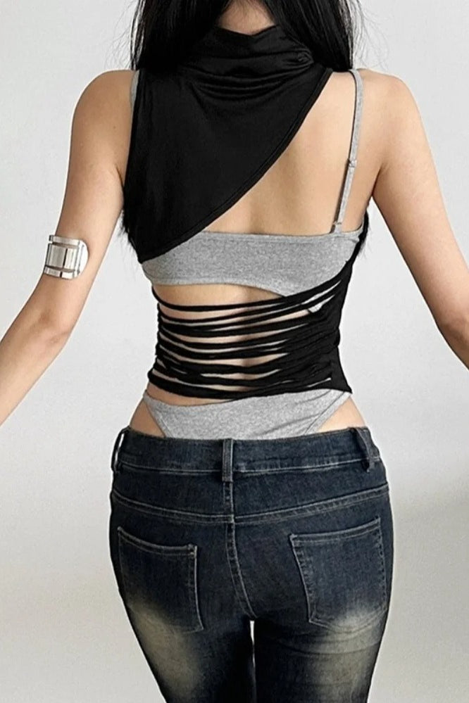 Sexy Lingerie Style Asymmetrical Mesh Top