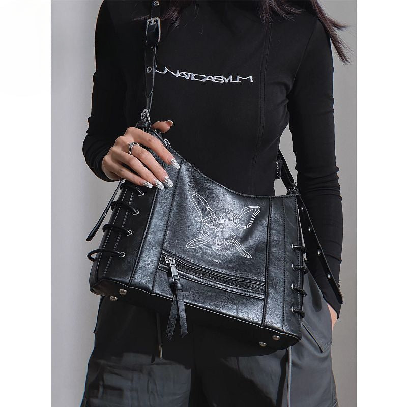 Vintage Harajuku Gothic High Street Butterfly Punk One Shoulder Motor Crossbody Bag Halloween Main image