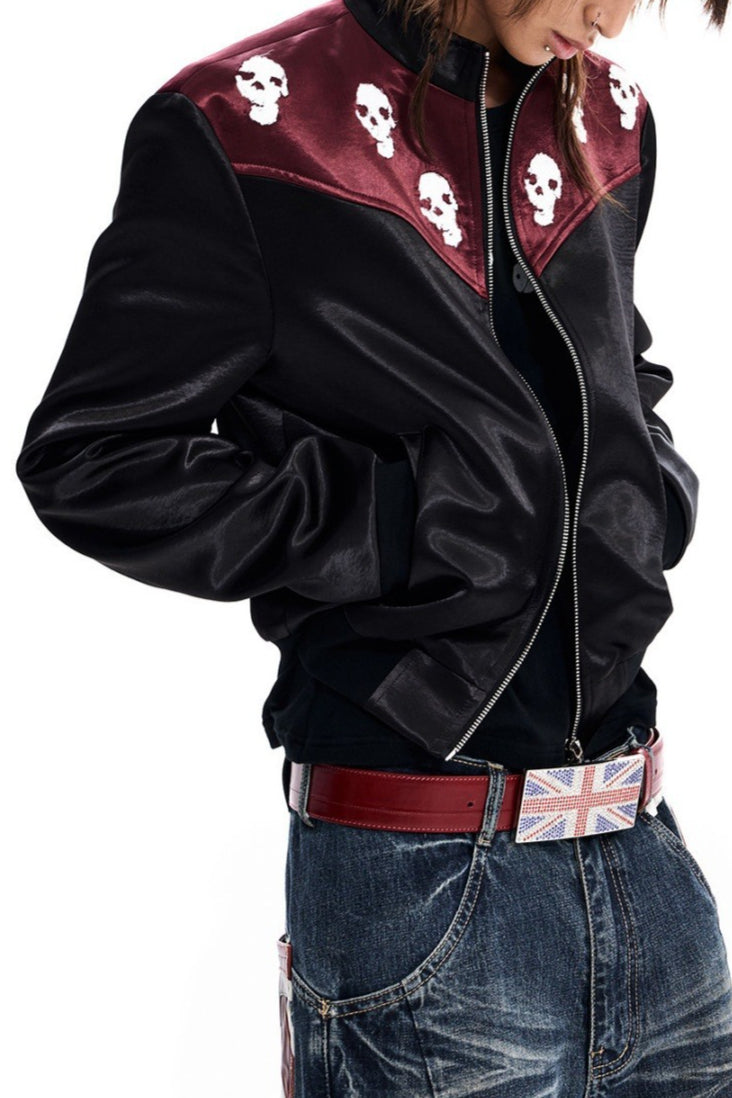 Skull Embroidered Satin Jackets