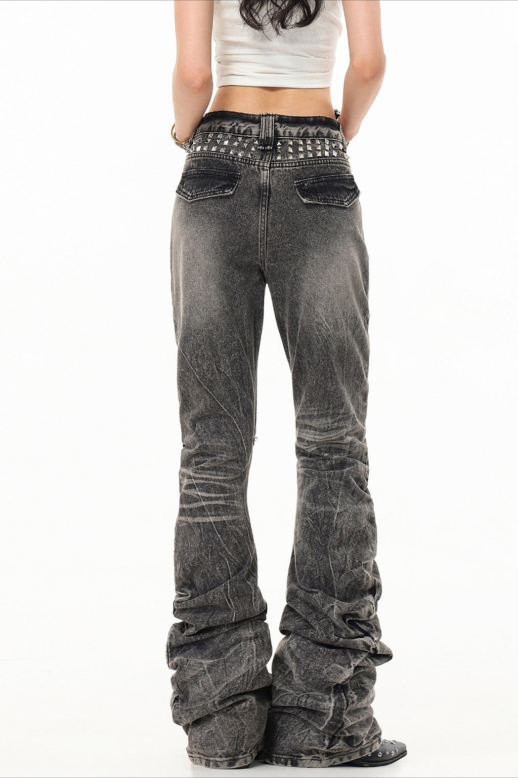 Distressed Stacked Flare Jeans