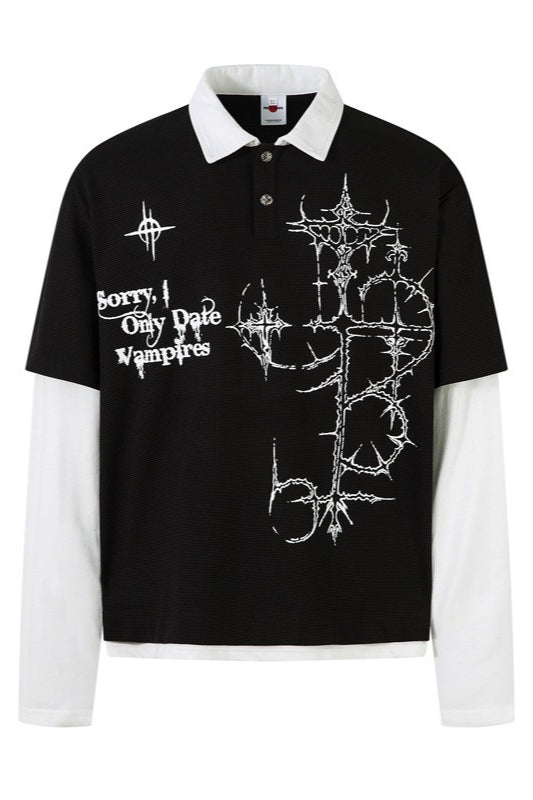 Gothic Thorn Print Long Sleeve Knit Top