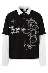 Gothic Thorn Print Long Sleeve Knit Top