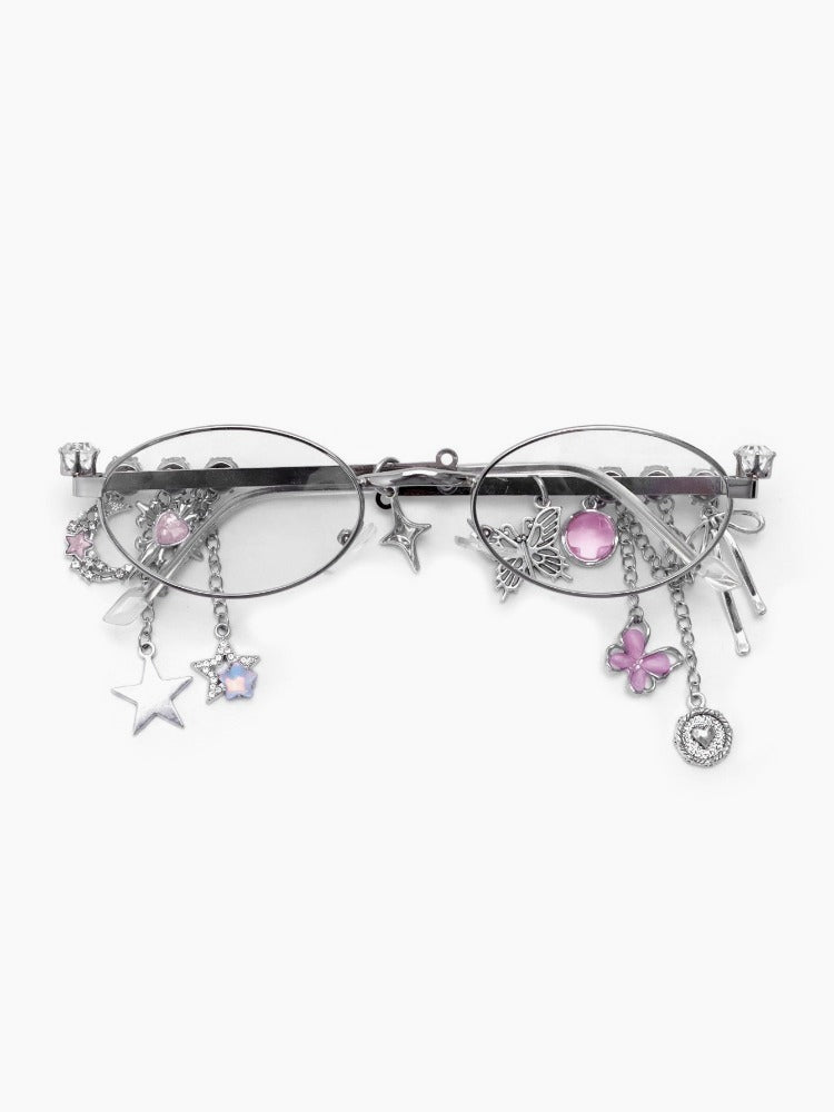 Vintage Y2K Rhinestone Drop Charm Glasses Secondary image