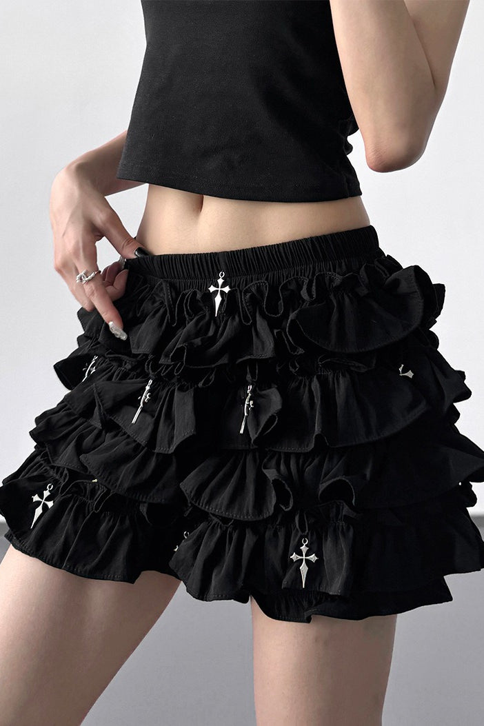 Gothic Dark Cross Ballet Bubble Shorts Secondary image