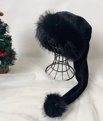Black Plush Gothic Xmas Santa Hat