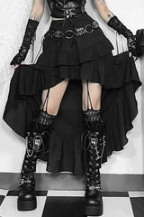 Goth Dark Kawaii Tiered Irregular Hem Skirt