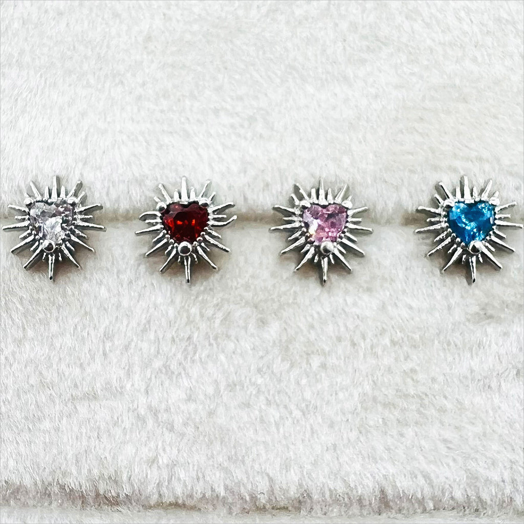 Heart Zircon External Thread Lip Stud