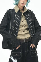Braided Front Contrast Stitch Jackets