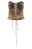 Brown Lace Front Corset Skirt Sets