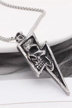 Lightning Skull Pendant Necklace