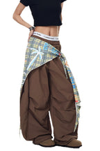 Plaid Wrap Panel Cargo Pants