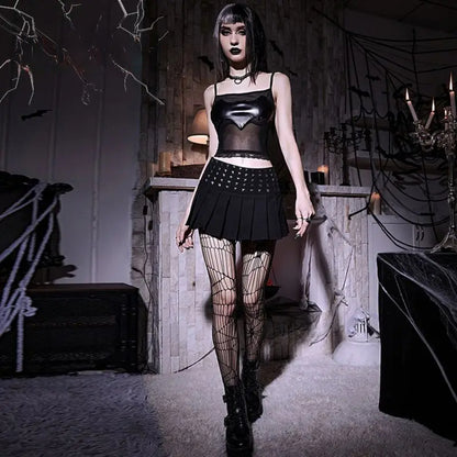 Rivet High Elastic Pleated Skirt
