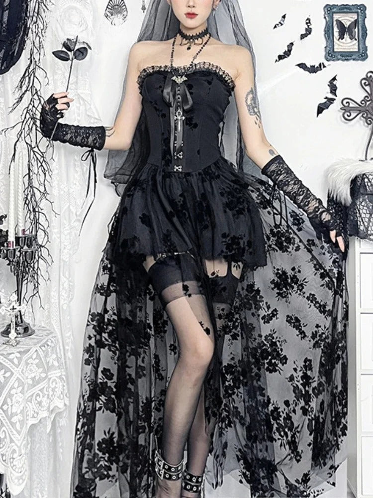 Floral Mesh Corset Midi Dress Main image