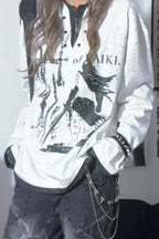 Grunge Y2K Henley Layered White Printed T-shirt