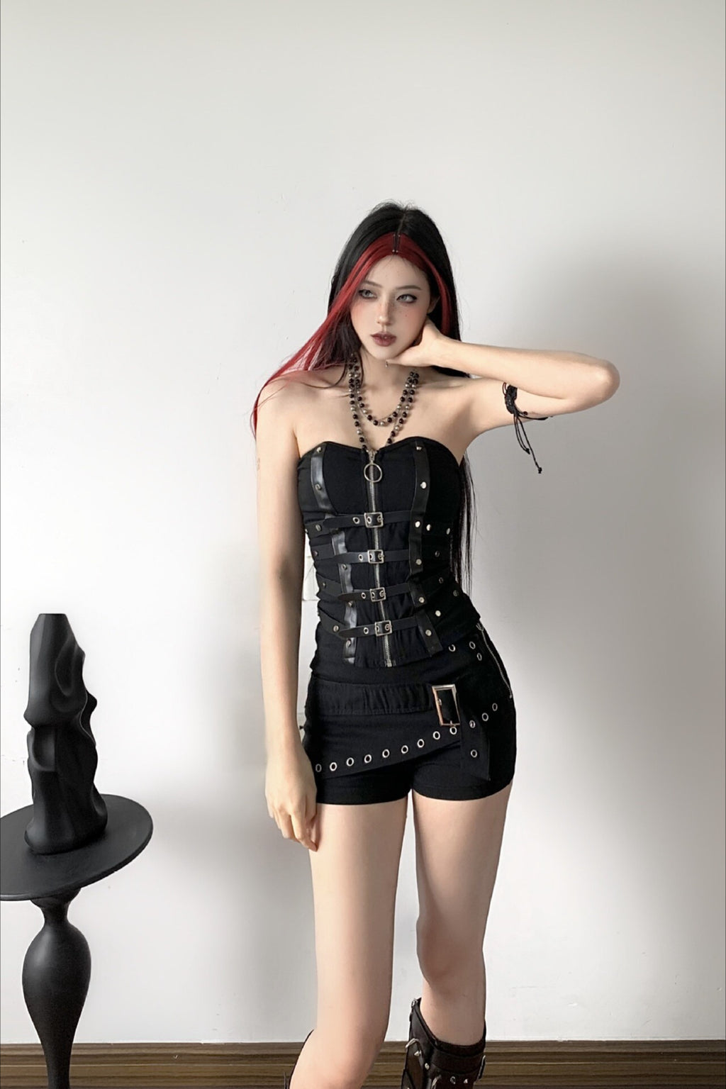 Studded Bandeau Top And Micro Shorts Set