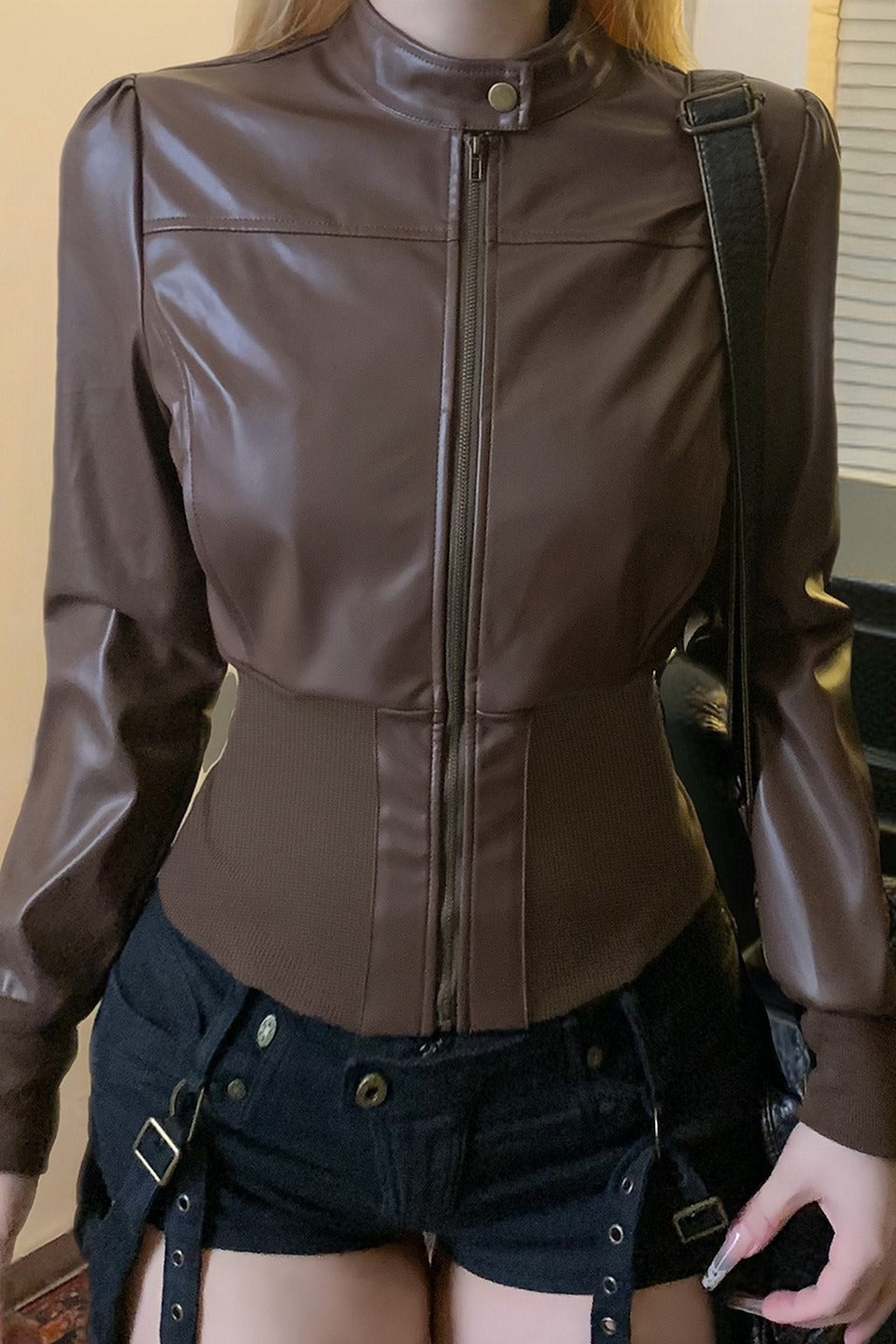 Stand Collar Fitted Zip Jackets