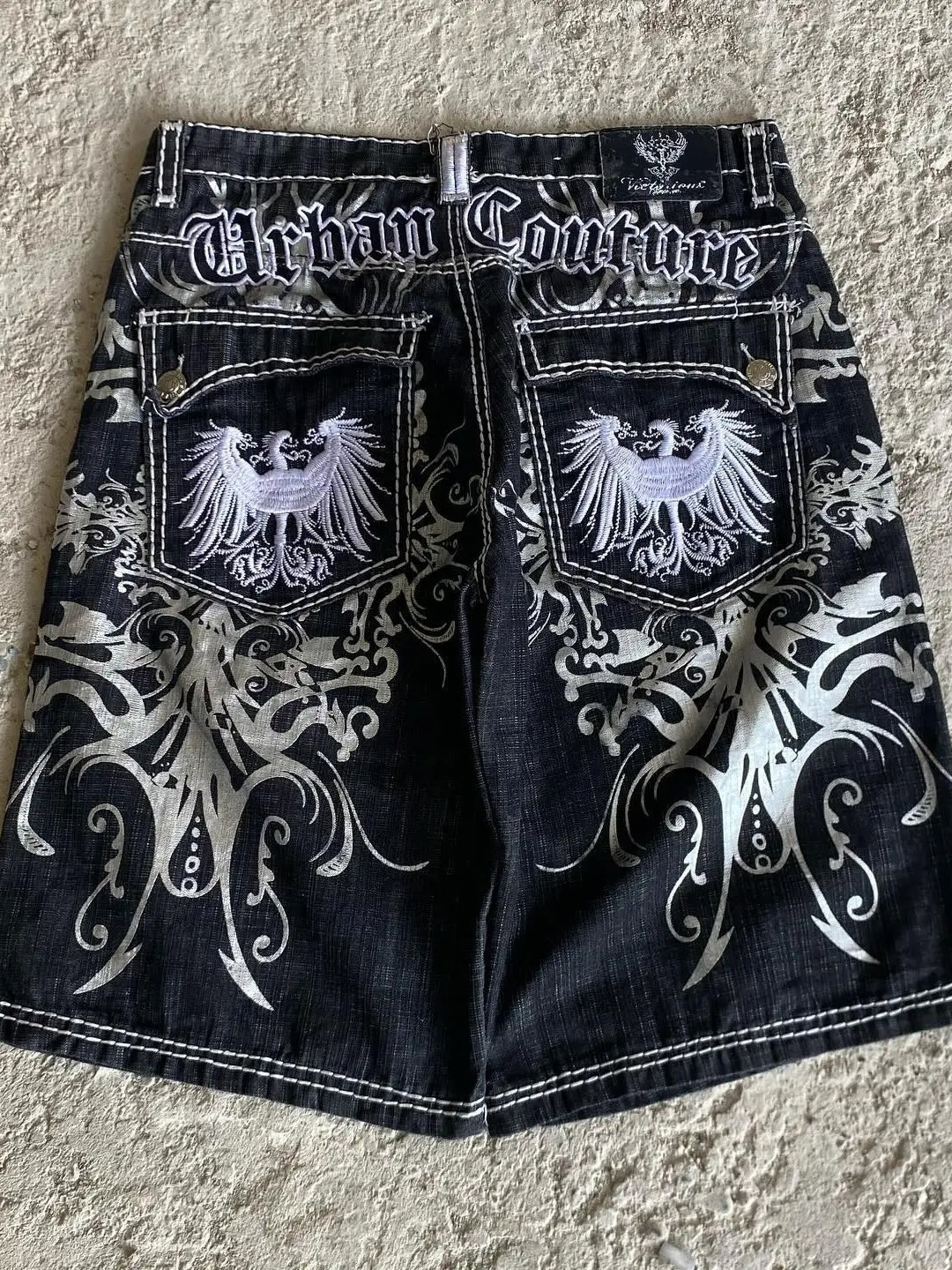 Y2K Pattern Print Loose Denim Shorts Main image