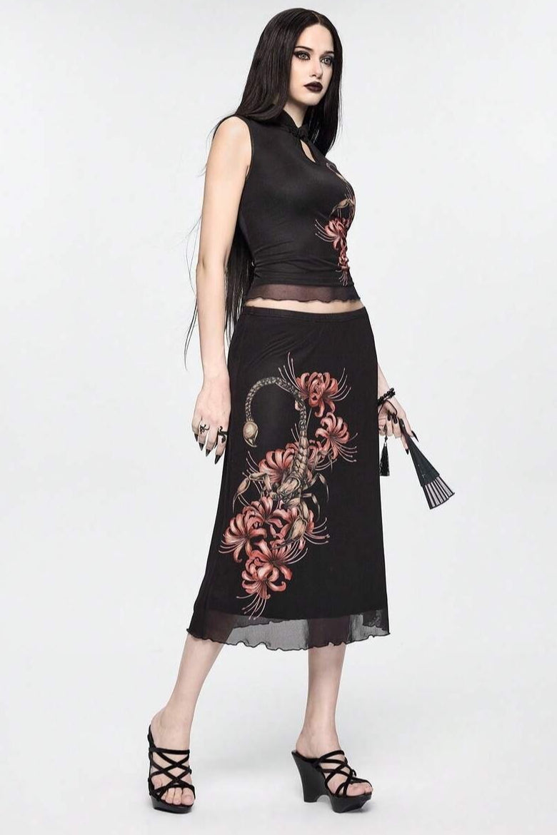 Floral Keyhole Tank Top And Skirt