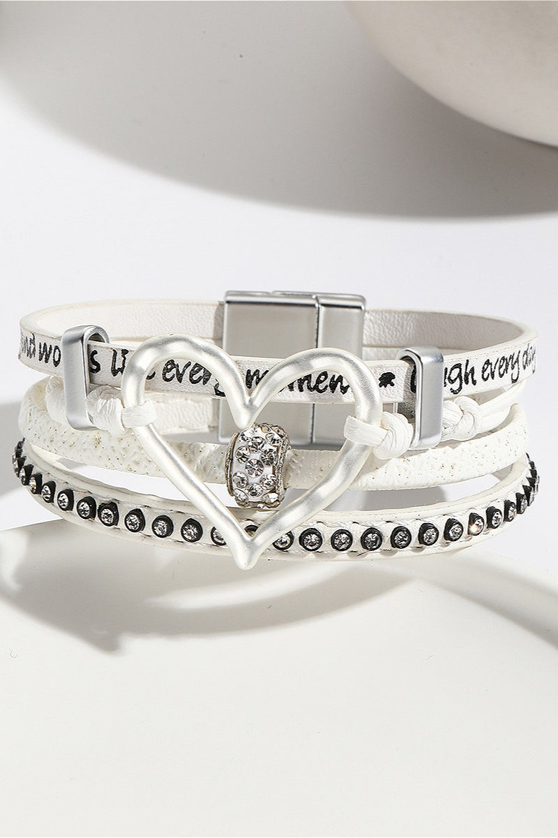 Cutout Heart Decor Y2K Leather Bracelet Main image