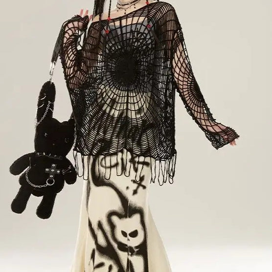 Webbed Knit Sheer Mesh Top Secondary image