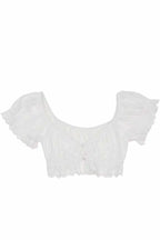 Eyelet Lace Short Sleeve Crop Tops