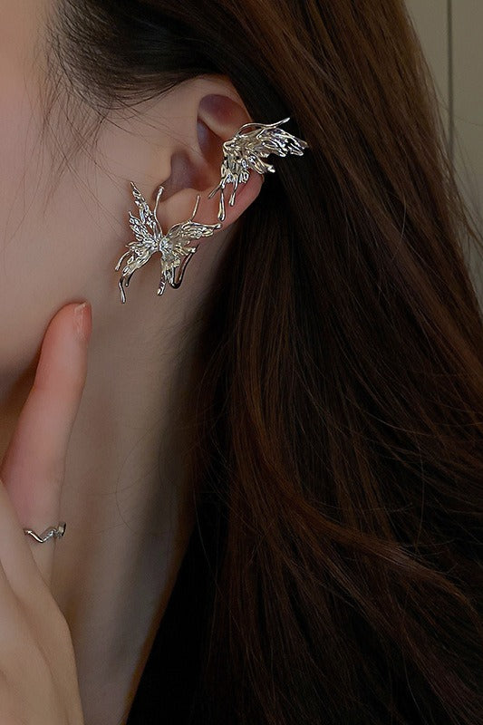 Sculpted Butterfly Ear Climber Earrings