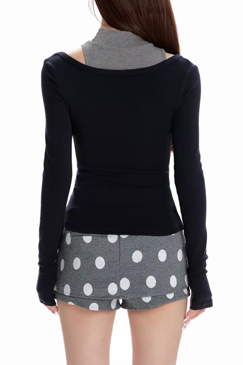 Layered High Neck Button Cardigans