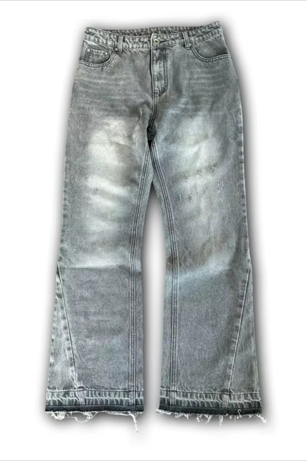 Distressed Washed Wide Leg Jeans