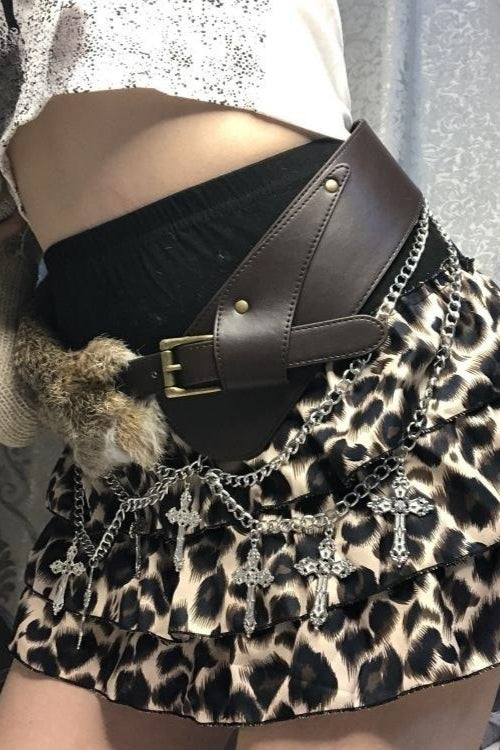 Y2K Faux Fur Distressed Chic Belt
