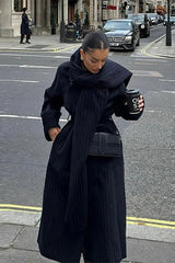 Vintage Striped Long Trench Coat