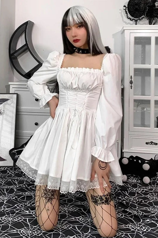 Lace Puff Sleeve Bandage Bodycon Mini Dress Secondary image
