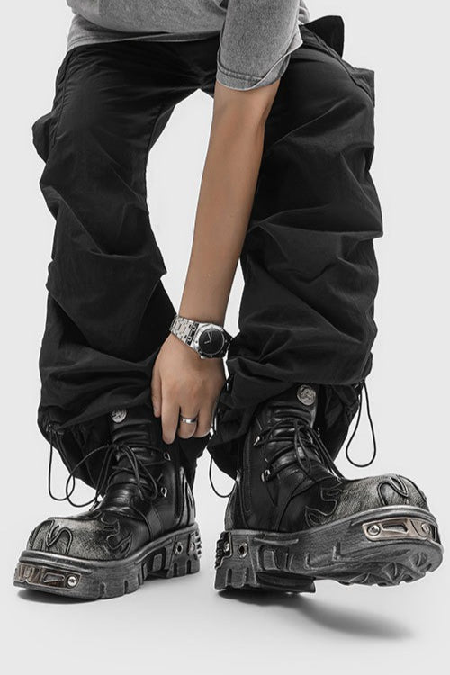 Washed Buckle Combat Boots