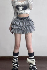 Y2K Kawaii Flared Mini Skirt