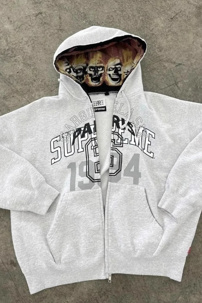Letter Skull Lined Zip Hoodie Main image
