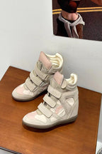 Color-Block Velcro Wedge High-Top Sneakers