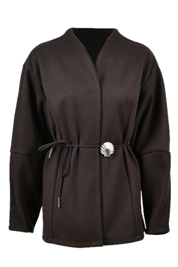 Shell Clasp Tie Waist Coats