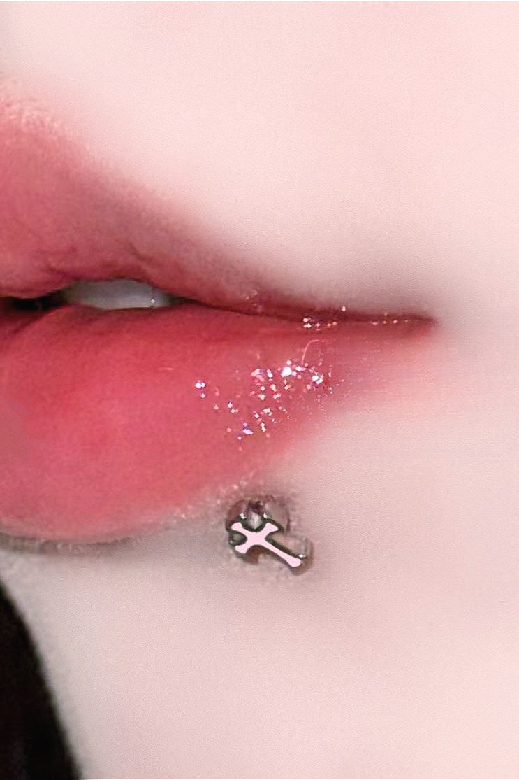 Vintage Solid Cross Lip Stud Secondary image