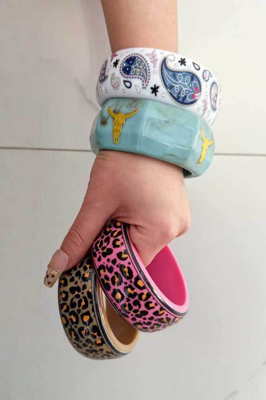 Retro Leopard Paisley Cow Pattern Y2K Bracelet