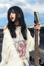 Y2K Punk Hollow Out Ripped Thin Knit Sweater