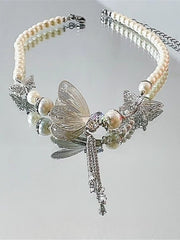 Vintage Irregular Butterfly Pearl Necklace