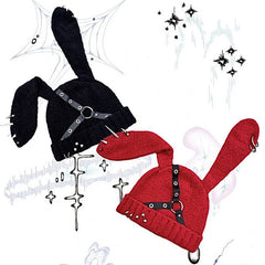 2000s Punk Rivet Rabbit Ears Hip-hop Hat
