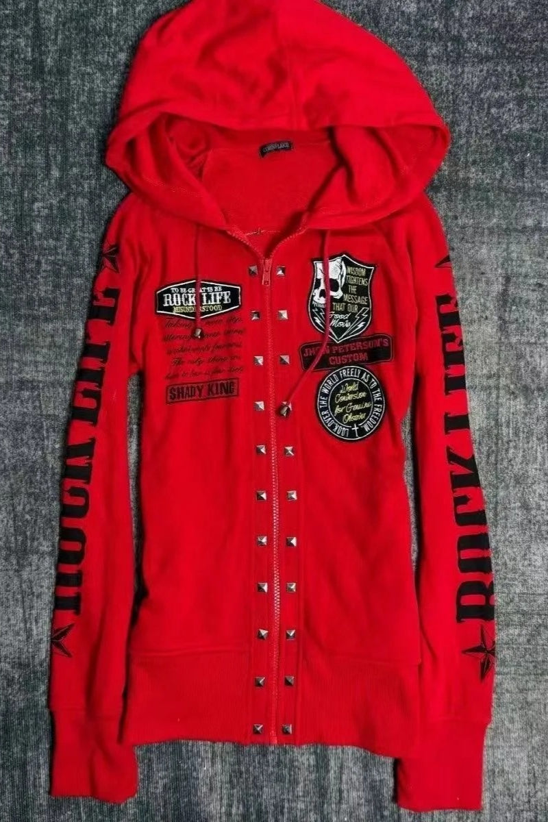 Punk Rock Skeleton Letter Hoodie Main image