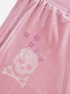 Punk Drawstring Rhinestone Printed Shorts
